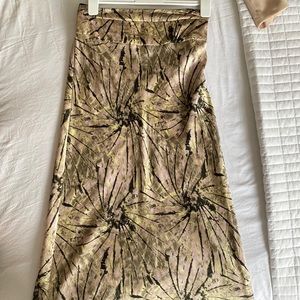 Free people tie dyed silky midi skirt